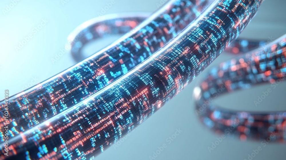 Poster Transparent Cylinders with Glowing Binary Code