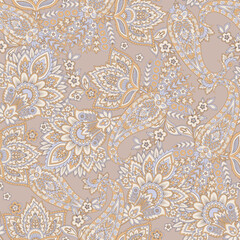 Vector seamless paisley pattern. Vintage flowers background. Decorative ornament backdrop for fabric, textile, wrapping paper, card, invitation, wallpaper, web design