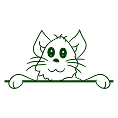 Cat behind Fence Wall Sign Cute Showing Ad Text Frame Isolated Vector Graphic Design Illustration
