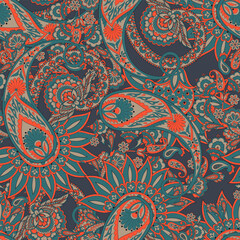Vintage floral background. Damask paisley seamless vector pattern