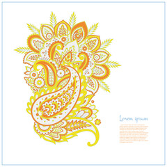Obraz premium Paisley isolated. Card with paisley isolated for design. Floral vector pattern. Embroidery floral vector pattern.