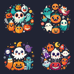 Cute Halloween Vector Design Collection set