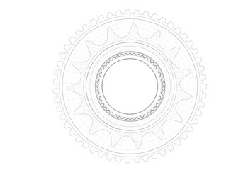 Black cogwheel on white background.