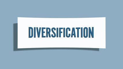 Diversification. A card isolated on blue background.