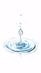 water droplet falling into water with ripple effect blue and white illustration