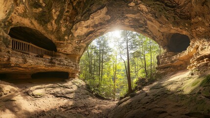 Obraz premium Discover the Enchanting Beauty of Secluded Hidden Caves with Natural Arches and Balconies - Captivating Ultra-Detailed Shot