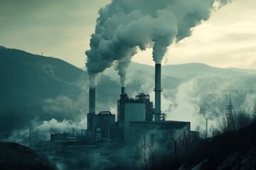 Industrial factory releasing smoke into the air