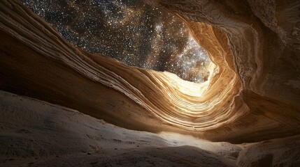 Enchanting Hidden Cave Ceiling with Intricate Mineral Patterns Illuminated like Stars - Ultra-Detailed View