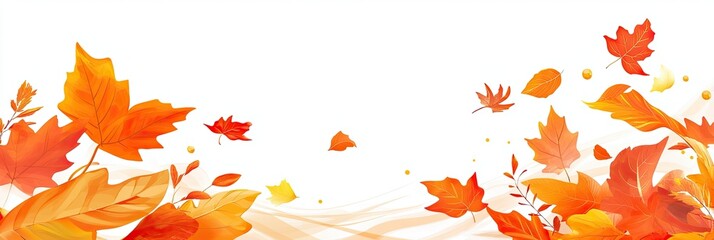 Fototapeta premium Colorful Autumn Leaves Swirling in the Wind During a Clear Day in a Calm Outdoor Setting