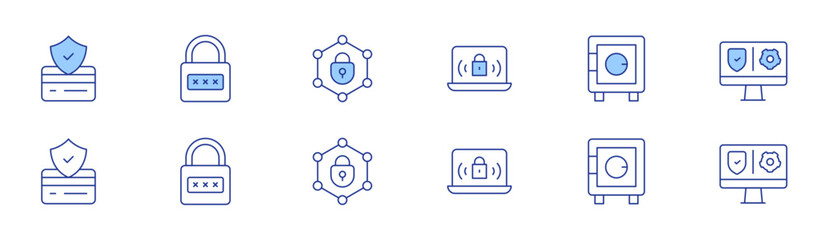 Security icon set in two styles, Duotone and Thin Line style. Editable stroke. secure payment, security, security box, vpn, padlock, network