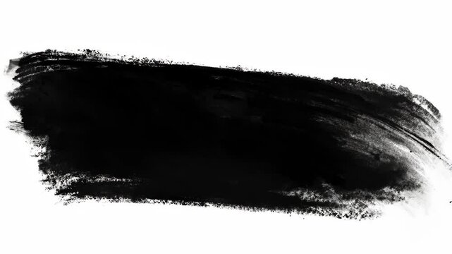 Painting black brush stroke isolated on white background. Abstract hand painted stroke. Grunge texture