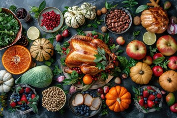 Fototapeta premium Grateful gathering: topic for Happy Thanksgiving, day dedicated to giving thanks, enjoying festive dinner, spending time with loved ones, embodying essence of gratitude, warmth, community.