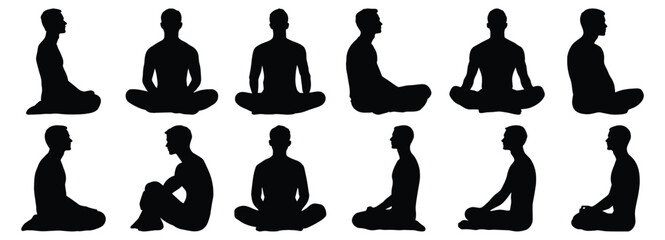 Sitting man silhouette set vector design big pack of man illustration and icon