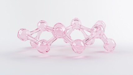 Fototapeta premium A translucent pink molecular structure displayed artistically on a white background, emphasizing design and form.