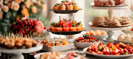 Luxurious Celebration Event Flyer Design for Milestone Parties Featuring Elegant Catering Displays