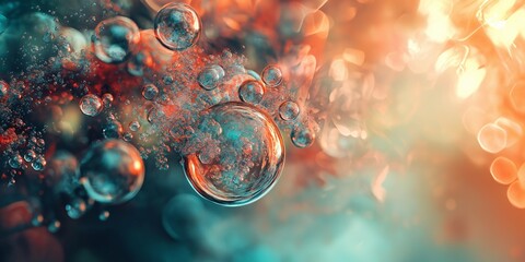 Bubbles float in a vibrant, colorful underwater scene, evoking a sense of mystery and wonder in the viewer.