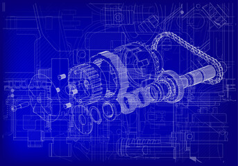 Clutch and other parts on a white background.