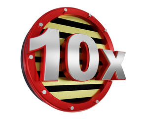 3D Red Badge with 10x Text