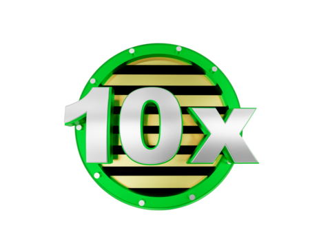 3D Green Badge with 10x Text