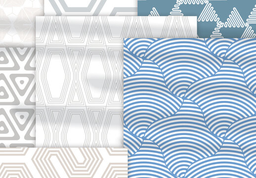 Pastel Colored Simple Geometric Seamless Pattern Collection