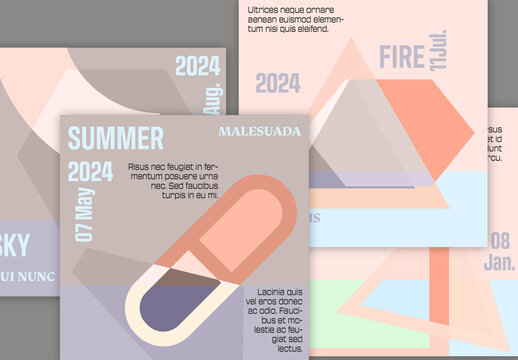 Social Media Square Post Layout Simple Overlapping Geometrical Shapes Light Color