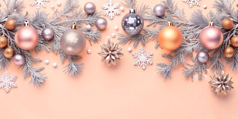Beautiful Christmas background with Christmas decorations for gift cards.