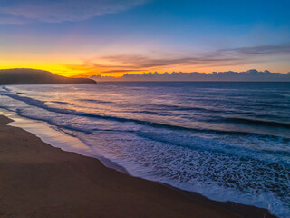 Sunrise seascape views with high cloud