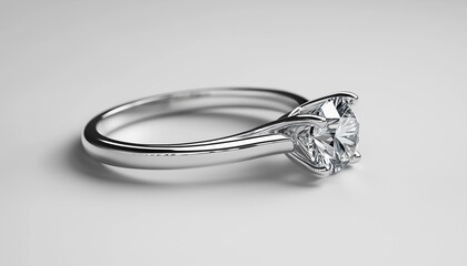 High Resolution And Detailed Image Of Diamond Ring With Original Design, Isolated On White Background In Side View. Created From Scratch.