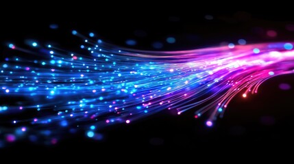 Vibrant Glowing Fiber Optic Cables Representing Fast Internet and Advanced Technology Concepts