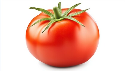 Isolated Tomato On White Background With Clipping Path And Full Depth Of Field, Perfect For Graphic Designers And Photography Projects.