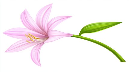 Elegant Pink Lily with Fresh Green Leaf