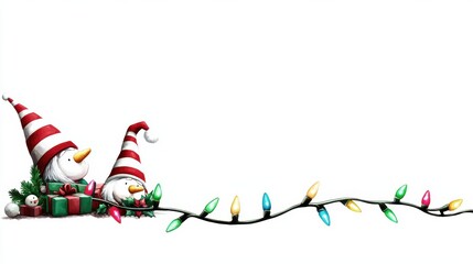 Obraz premium Christmas Snowmen with Colorful Lights and Gifts
