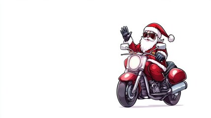 Santa Claus Riding Motorcycle in Festive Spirit