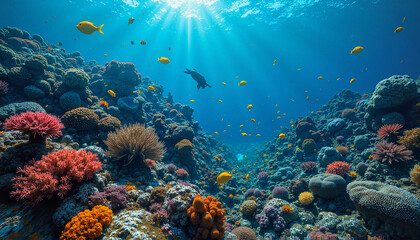 Naklejka premium Seamless background: underwater world 