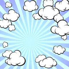Backgound sky with clouds on comic style