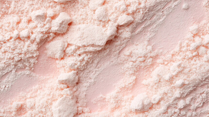a close-up, top-down view of dried guava powder, showcasing a soft pink color with a smooth, powdery texture
