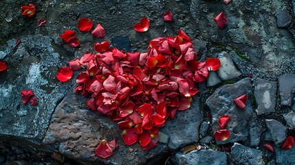 Heart adorned with petals notion of affection and feelings