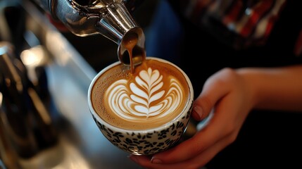 Obraz premium Coffee Art Creation with Beautiful Latte Design