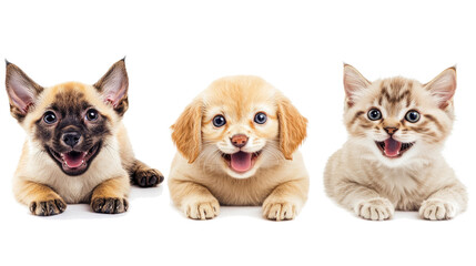 Obraz premium Happy Dogs and Cats Lounging Together in Playful Friendship Generative AI