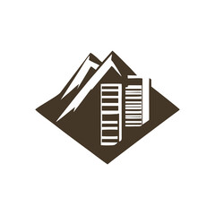 simple housing design logo on the mountain