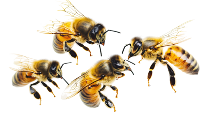 Honeybees Landing on Flowers in a Sunny Spring Garden Generative AI