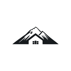 simple housing design logo on the mountain