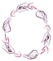 Watercolor tropical boho wreath with flowers hand drawn isolated. Dry wreath. Bohemian wreath. dryer plants for logo designs, cards, invitations