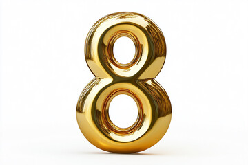 3d gold number 8 isolated on white background