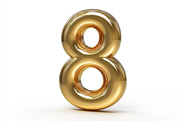 3d gold number 8 isolated on white background