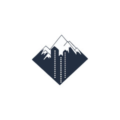simple housing design logo on the mountain