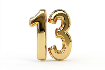 Obraz premium 3d gold number 13 isolated on white background