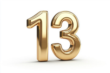 Obraz premium 3d gold number 13 isolated on white background