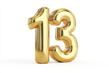 Obraz premium 3d gold number 13 isolated on white background