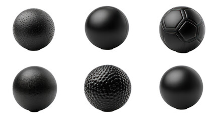 Fototapeta premium black textured sports balls silhouettes isolated on transparent background